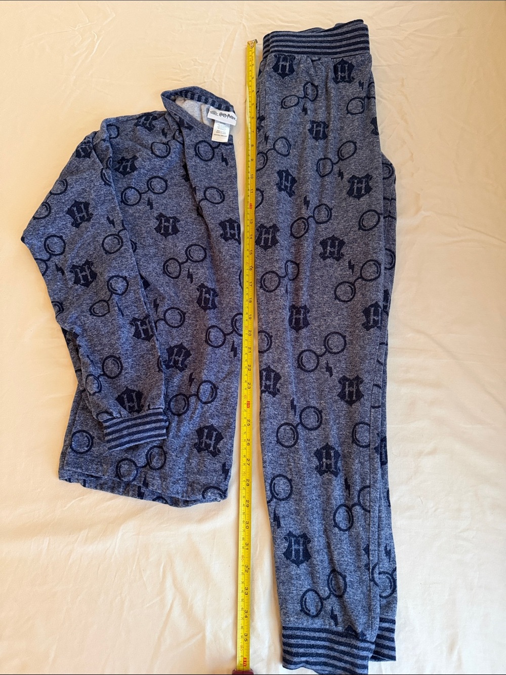 Harry Potter Women's Blue Patterned Pajama Set - Cozy Long Sleeve Top & Pants